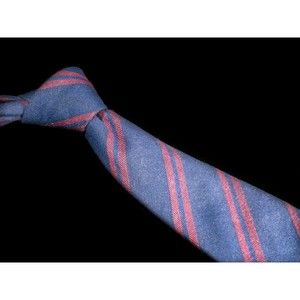 Vintage Etro 100% Cotton Tie Navy Maroon Striped Men's Designer Necktie Italy